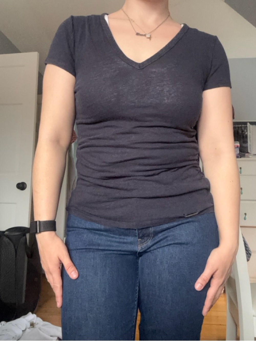 Michael Kors Charcoal V-Neck Short Sleeve Tee